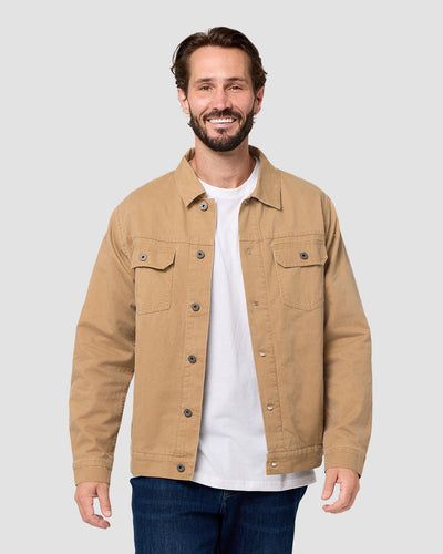 Tradesman Trucker Jacket - Non-Branded-Khaki-Regular-Front--Model---L