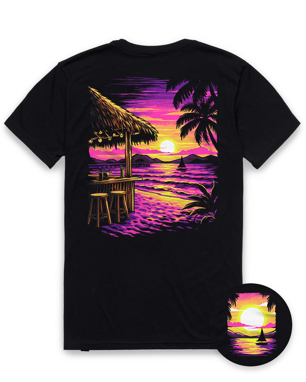 Tropic Sunset Tee-Black-Regular-Mock--Model---L