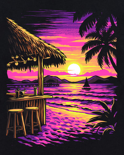 Tropic Sunset Tee-Black-Regular-Swatch--Model---L