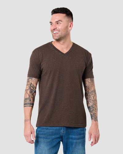 V-Neck Tee - Non-Branded-Brown-Tall-Regular-Front--Model---L