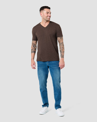 V-Neck Tee - Non-Branded-Brown-Tall-Regular-Full--Model---L