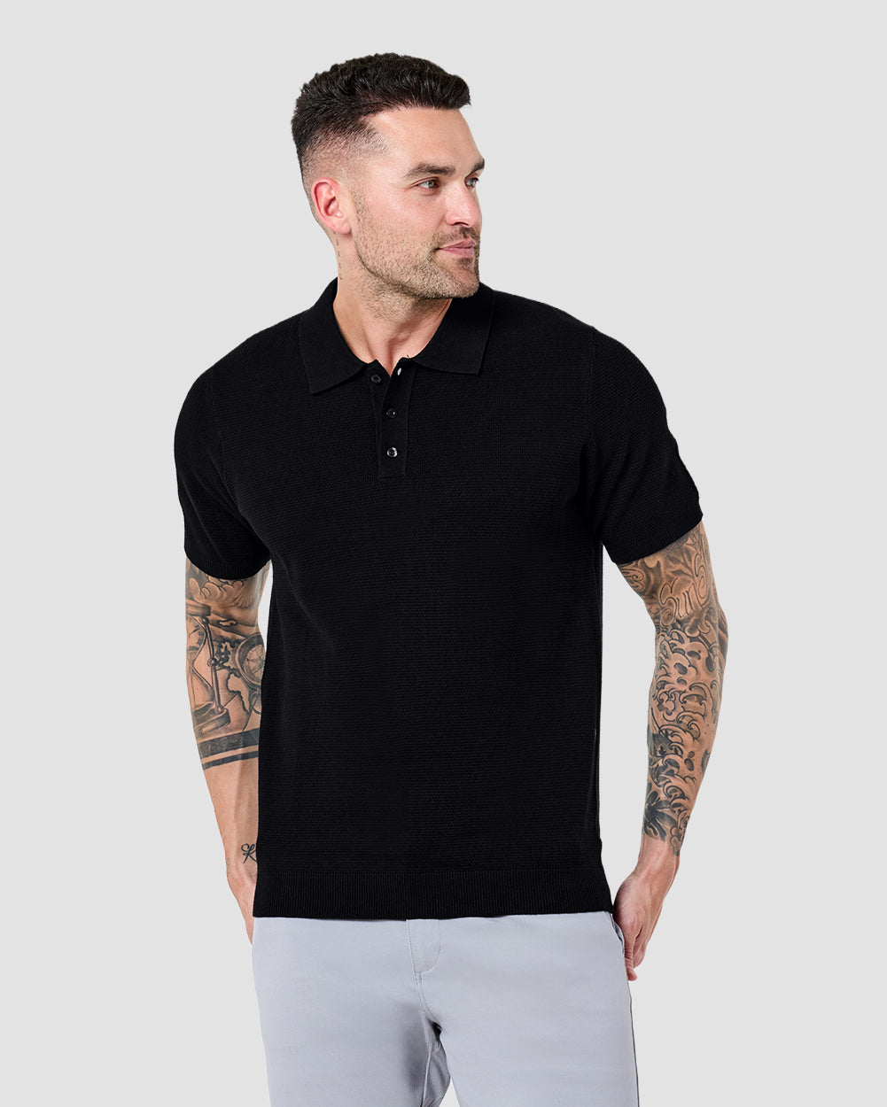 Vista Sweater Polo-Black-Regular-Front