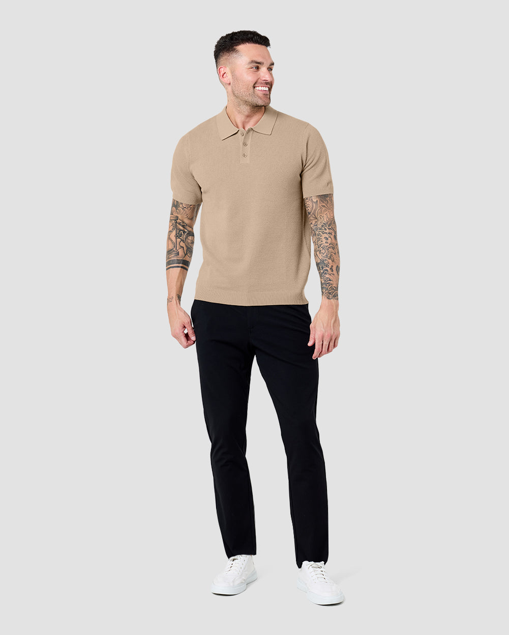 Vista Sweater Polo-Cream-Regular-Front
