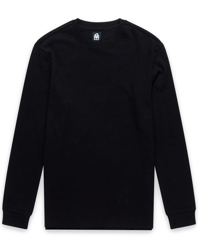 Long Sleeve Waffle Knit Crew - Non-Branded-Black-Regular-Mock--Model---L