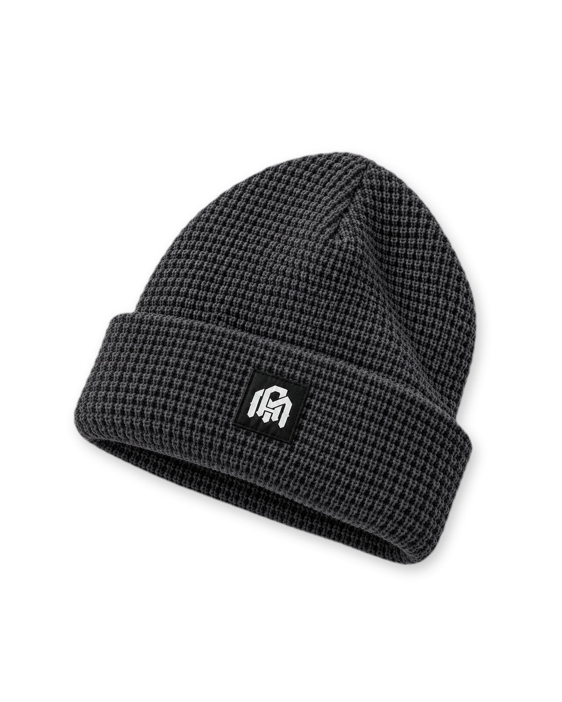 Waffle Knit Beanie-Charcoal-Regular-Front