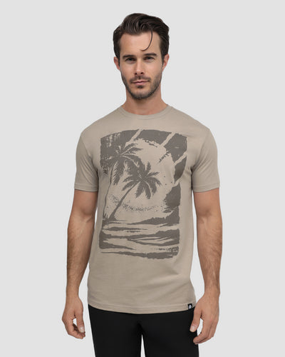 Warm Tides Tee-Heather Tan-Regular-Front--Model---L