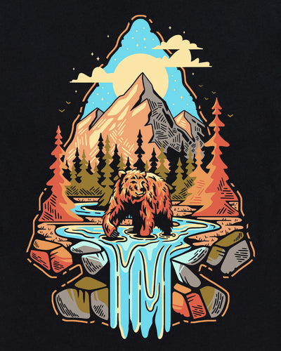 Wilderness Tee-Black-Regular-Swatch--Model---L