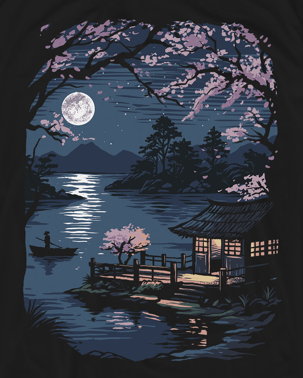 Zen Reflections Tee-Black-Regular-Swatch--Model---L