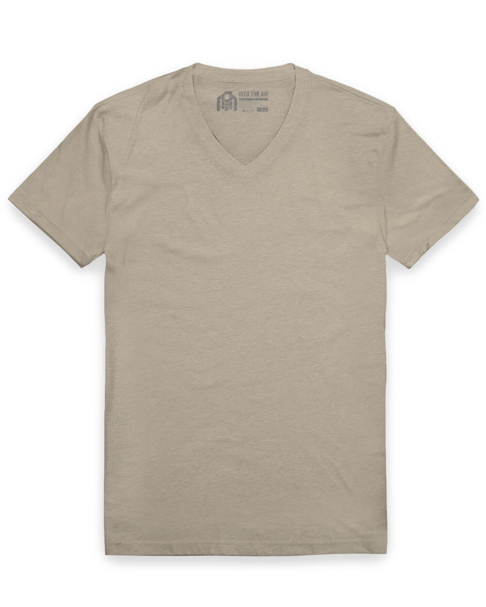 V-Neck Tee - Non-Branded-Heather Tan-Reg-Regular-Mock--Model---L