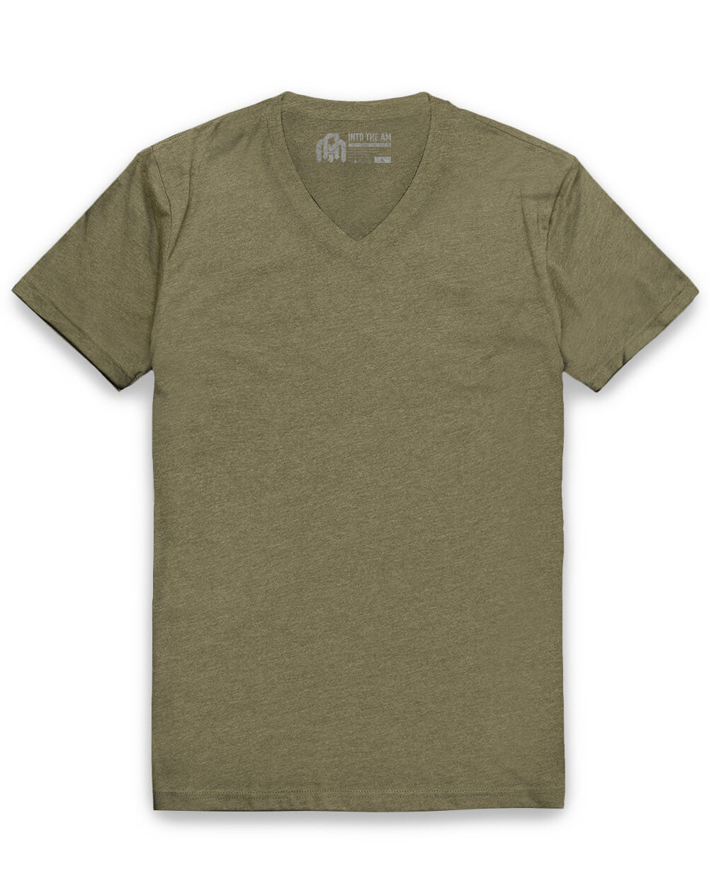 V-Neck Tee - Non-Branded-Olive Green-Reg-Regular-Mock--Model---L