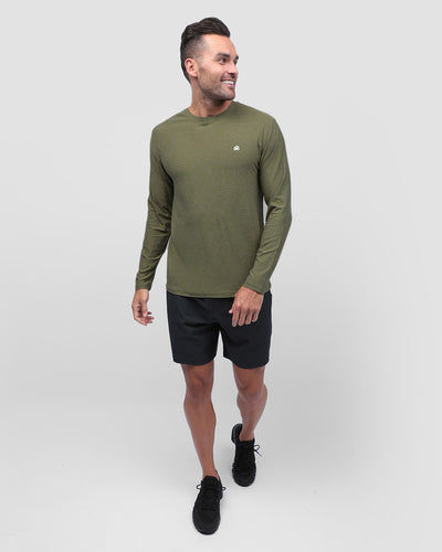 Long Sleeve Active Tee - Branded-Olive Green-Regular-Full--Model---L