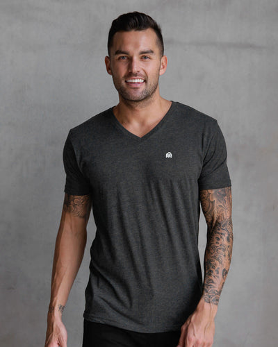 Basic V-Neck Tee-Charcoal-Front--Zack---L-Regular