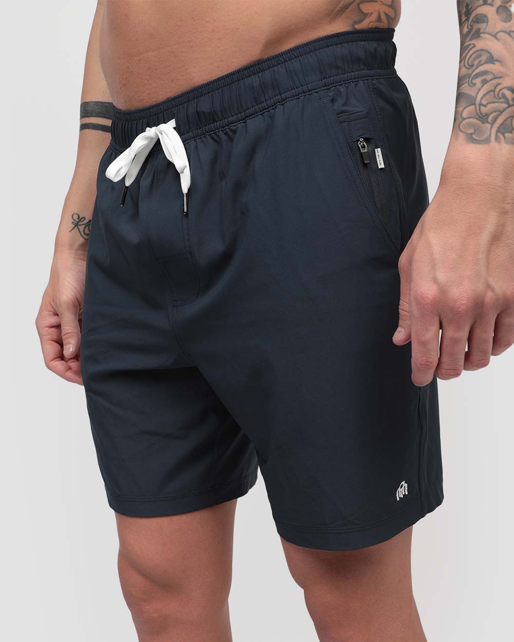 Basic Athletic Shorts-Navy-Side--Zach---L
