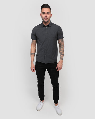 Essential Button Up-Black Heather-Full--Zach---L