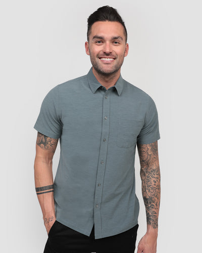 Essential Button Up-Indigo-Front--Zach---L