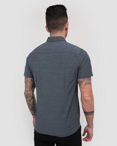 Button Up - Non-Branded-Navy-Regular-Back--Model---L