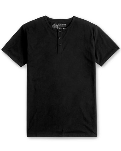 Essential Henley Tee-Black-Mock