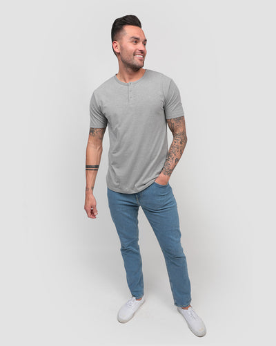 Essential Henley Tee-Grey-Full--Zach---L