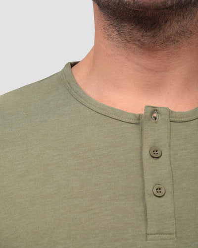 Essential Henley Tee-Olive Green-Detail