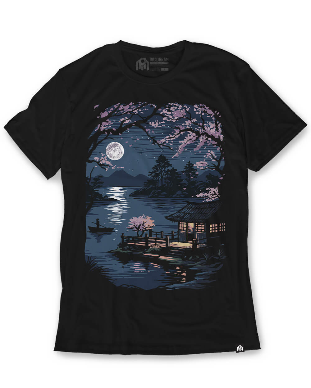 INTO THE AM Zen Reflections graphic tee in black, artwork with no brand logo