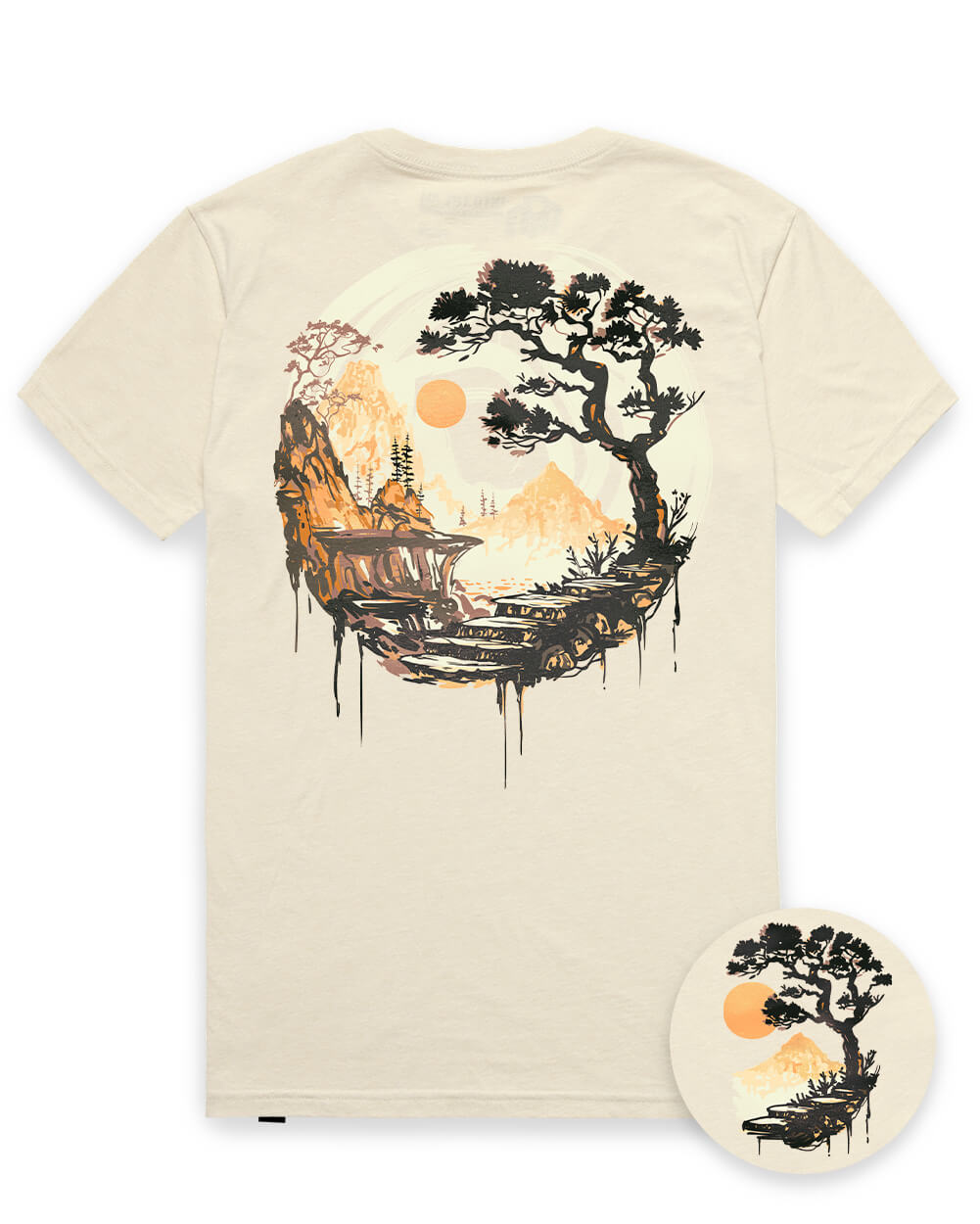 INTO THE AM Zen Ridge graphic tee in suede natural