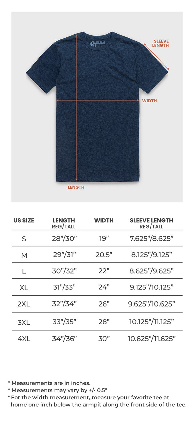 Fit-112: Basic Tee - Reg + Tall Size Chart