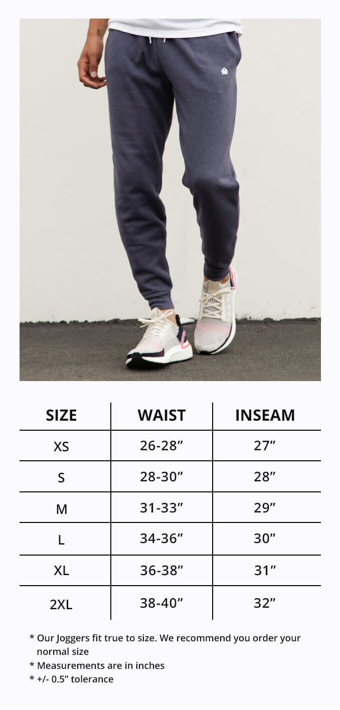 Men's Joggers Size Chart
