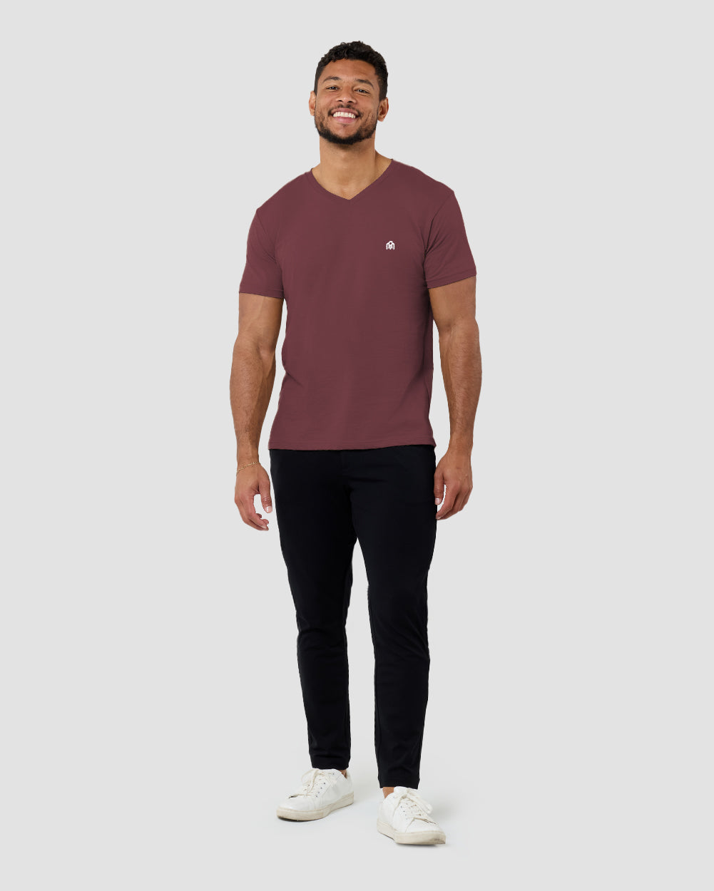 V-Neck Tee - Branded-Maroon-Regular-Full--Nico---L