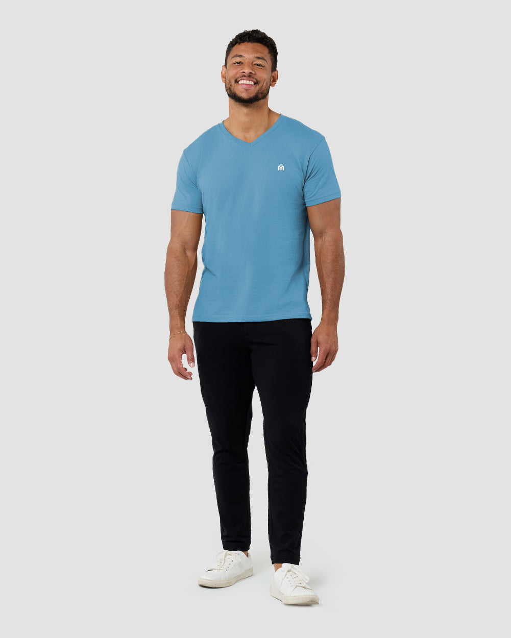 V-Neck Tee - Branded-Heather Columbia Blue-Regular-Full--Nico---L