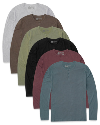 Custom 6 Pack Long Sleeve Henley - Non-Branded-Front