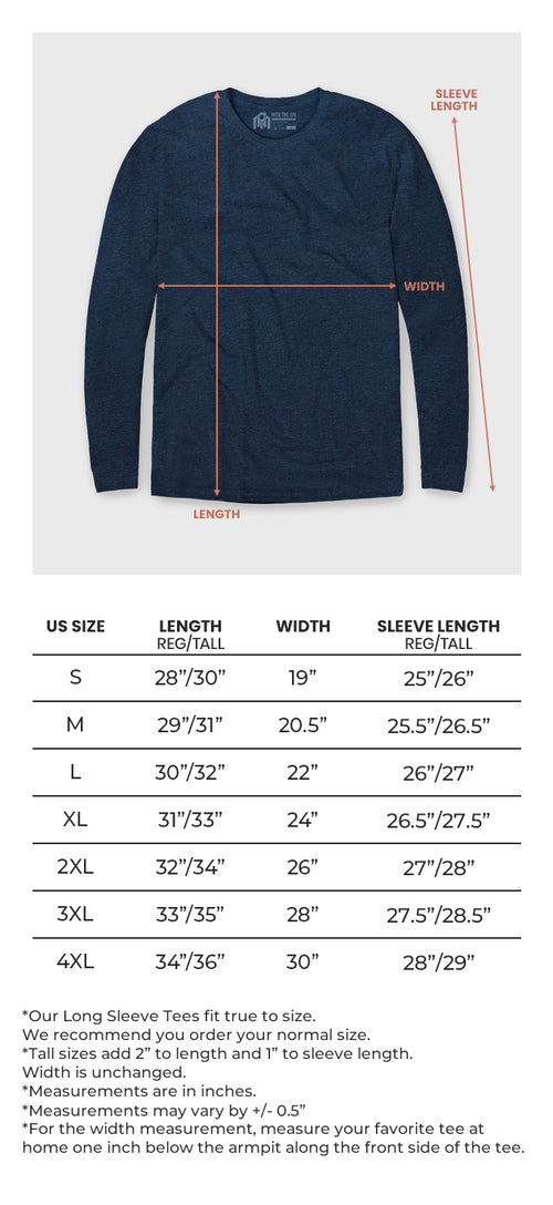 Men's Long Sleeve Size Chart