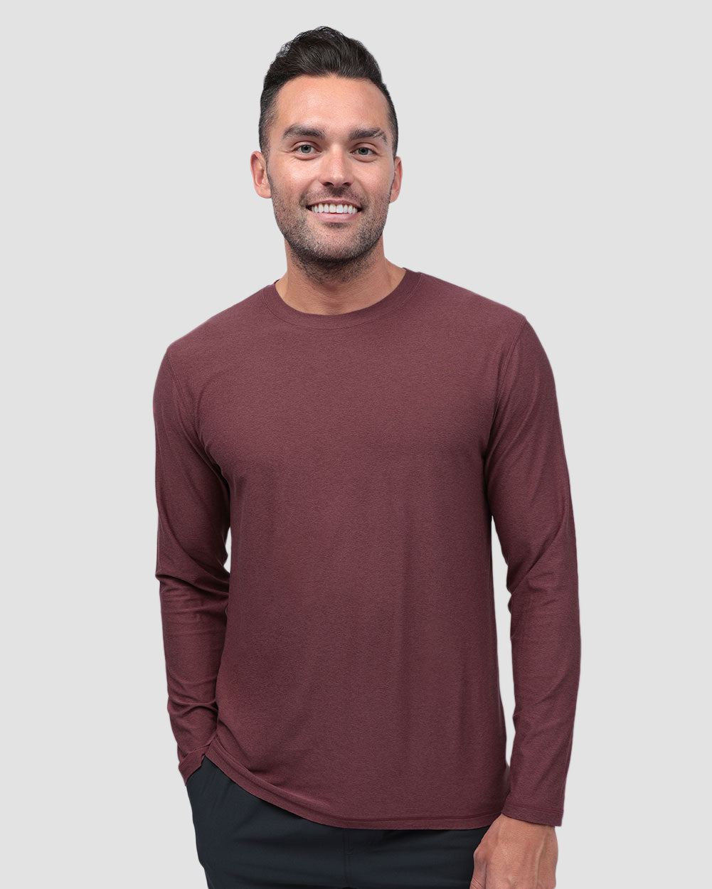 Long Sleeve Active Tee - Non-Branded-Maroon-Regular-Front--Model---L