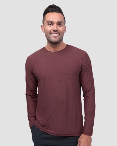 Long Sleeve Active Tee - Non-Branded-Maroon-Regular-Front--Model---L