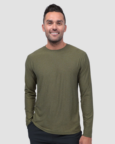 Long Sleeve Active Tee - Non-Branded-Olive Green-Regular-Front--Model---L