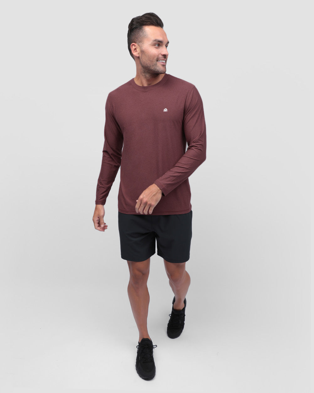 Long Sleeve Active Tee - Branded-Maroon-Full--Zach---L