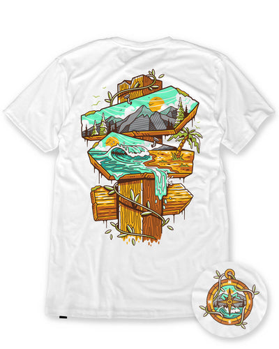 Adventure Awaits Tee-White-Regular-Mock--Model---L