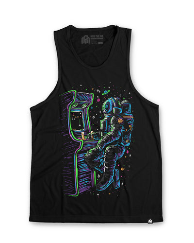 Astro Arcade Glow-in-the-Dark Tank-Black-Regular-Mock--Model---L