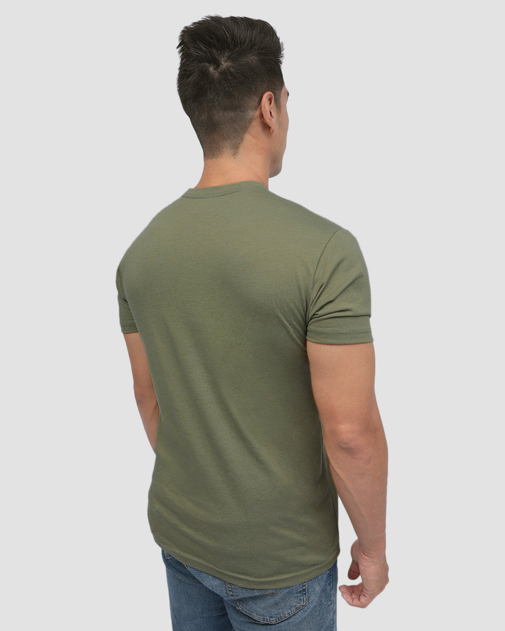 Basic Tee - Branded-Light Olive-Regular-Back--Model---L