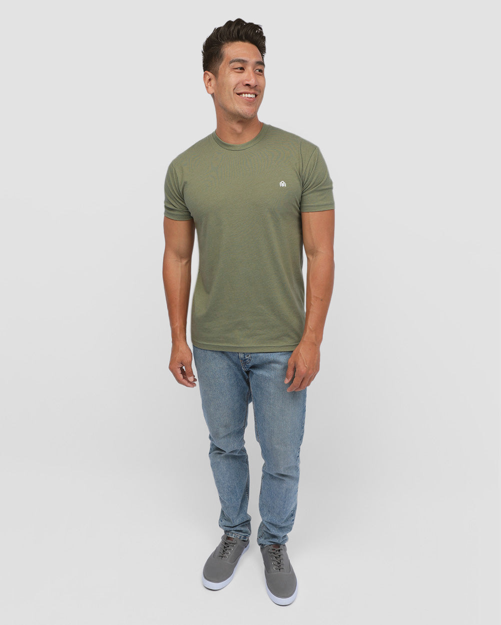 Basic Tee - Branded-Light Olive-Regular-Full--Model---L