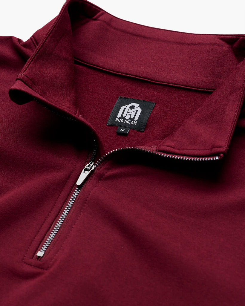 Endeavor Quarter Zip Tee - Non-Branded-Maroon-Regular-Detail2--Zac---L