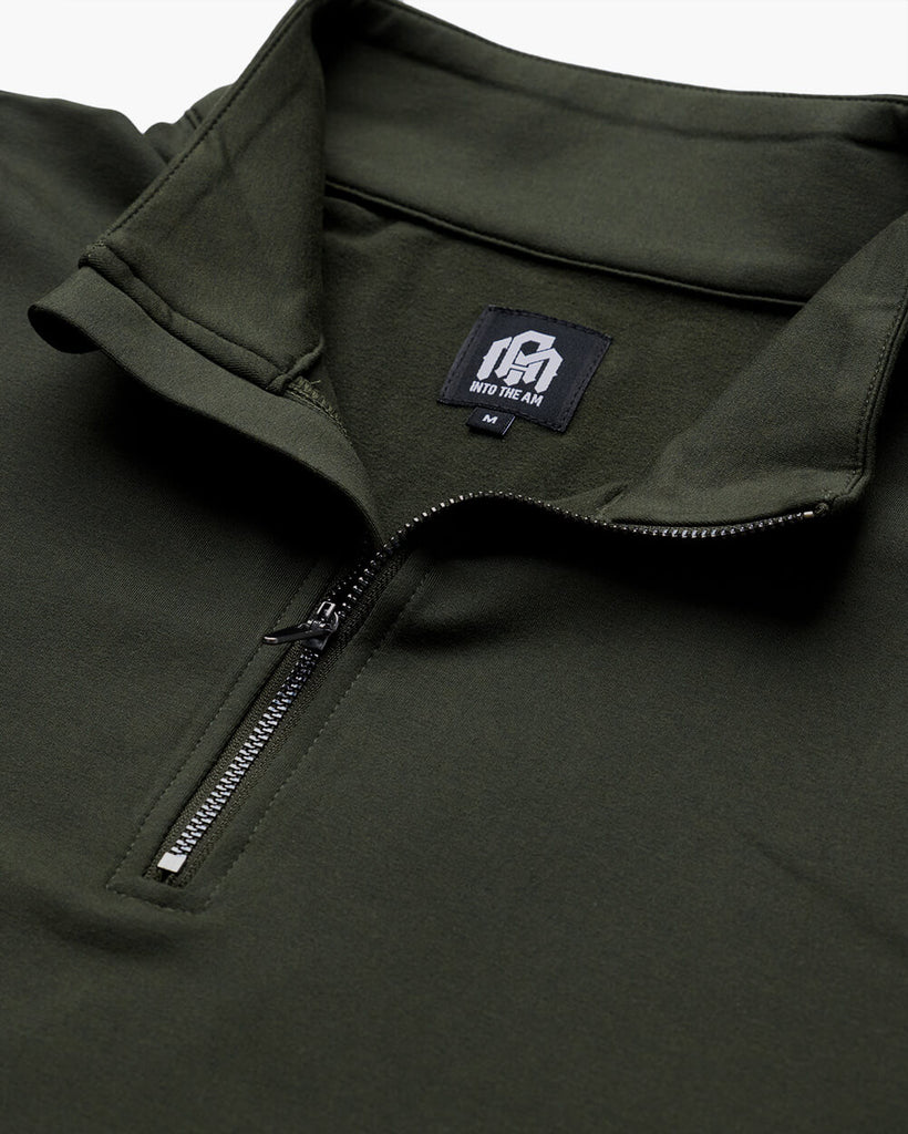 Endeavor Quarter Zip Tee - Non-Branded-Midnight Olive-Regular-Detail2--Zac---L