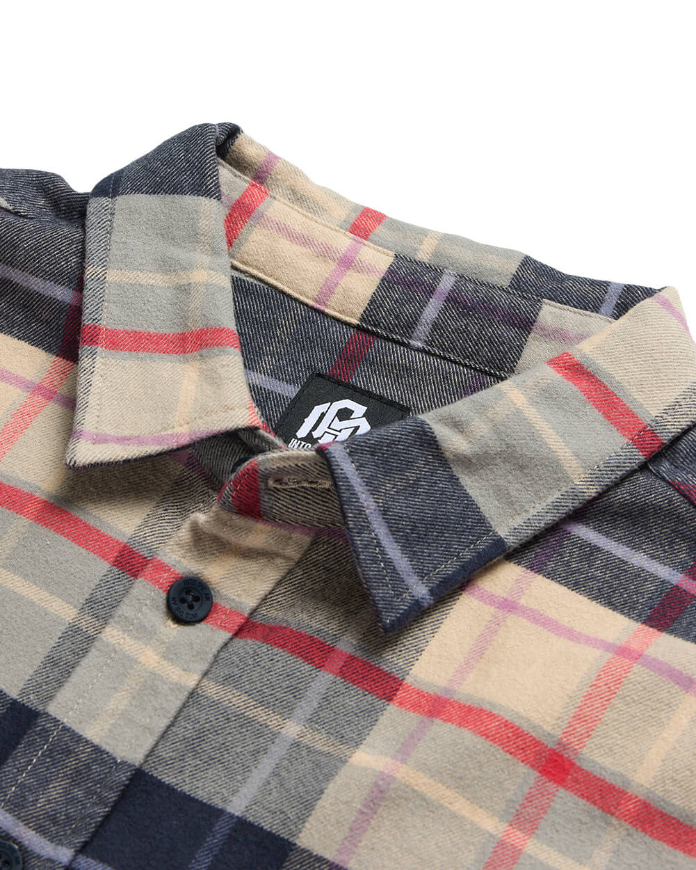 Fairbanks Flannel-Beige Multi Plaid-Regular-Detail--Model---L