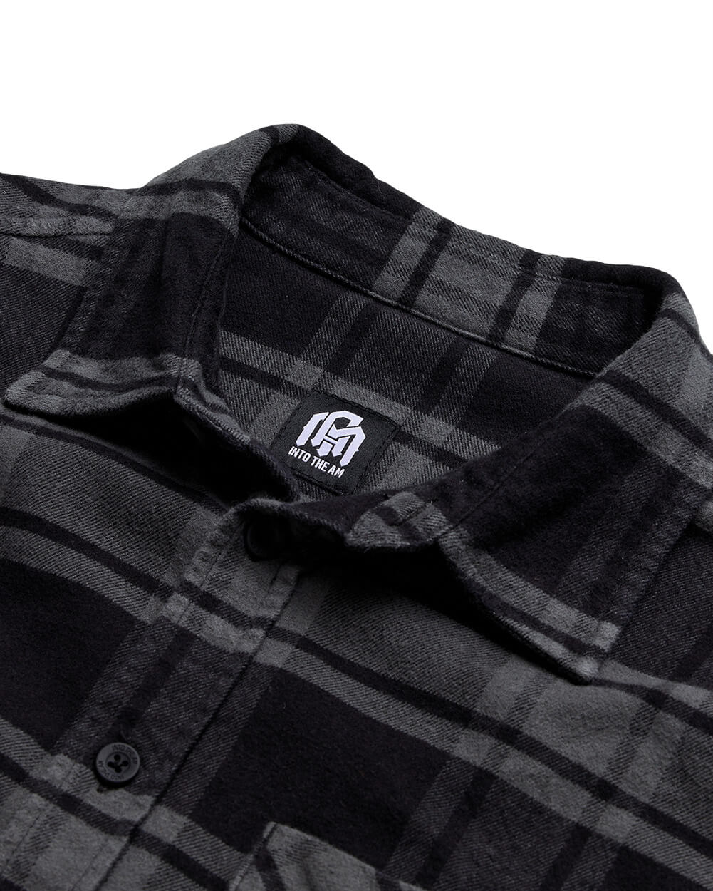 Fairbanks Flannel-Black/Dark Charcoal-Regular-Detail--Model---L