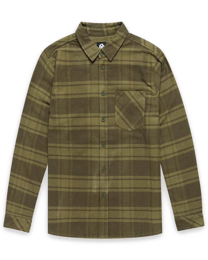 Fairbanks Flannel-Dark Olive-Regular-Mock--Zac---L