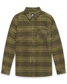 Fairbanks Flannel-Dark Olive-Regular-Mock--Model---L