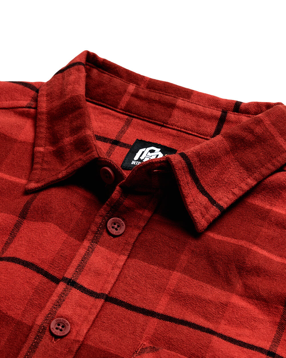 Fairbanks Flannel-Dark Red-Regular-Detail--Model---L