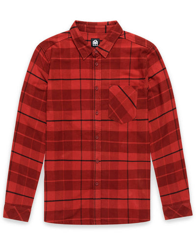 Fairbanks Flannel-Dark Red-Regular-Mock--Model---L