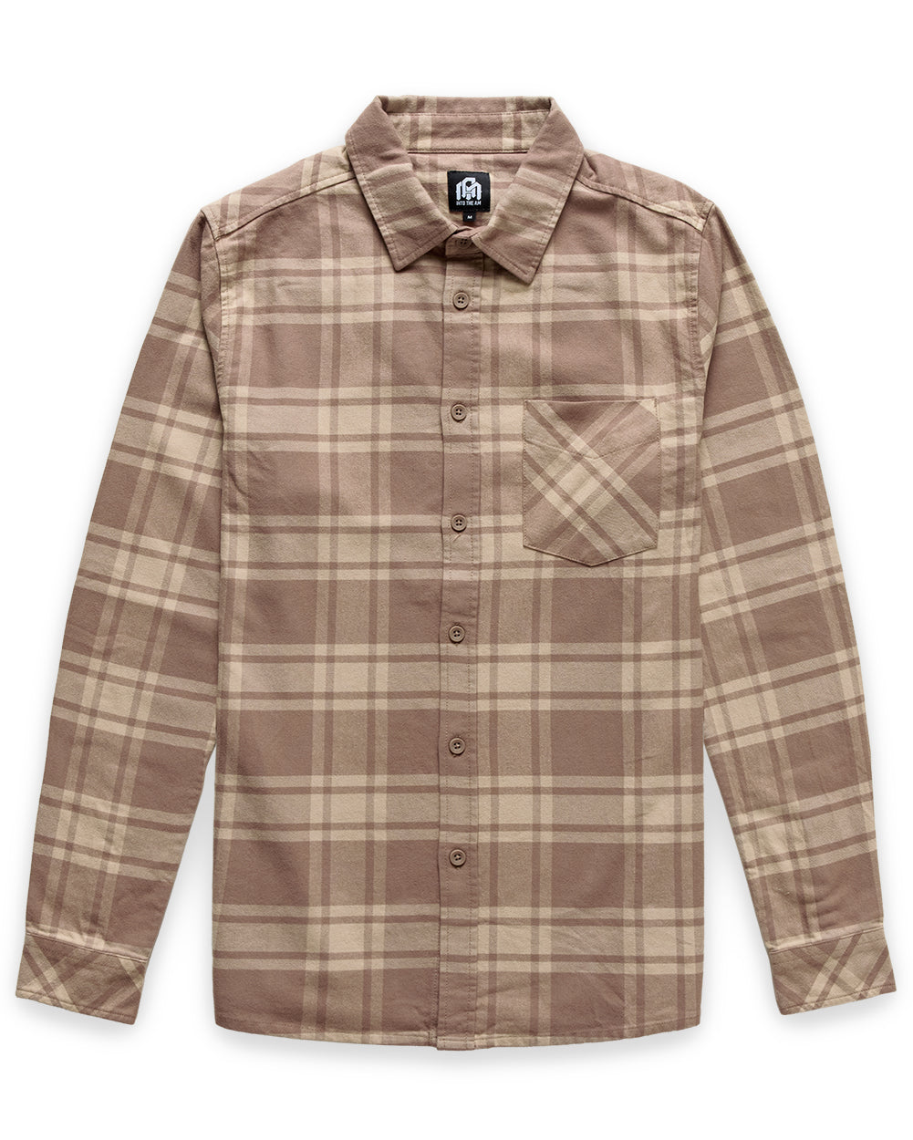 Fairbanks Flannel-Tan Two-Color Plaid-Regular-Mock--Model---L