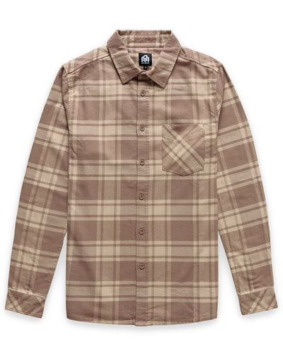 Fairbanks Flannel-Tan Two-Color Plaid-Regular-Mock--Model---L
