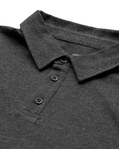 Long Sleeve Polo - Non-Branded-Charcoal-Regular-Detail--Model---L
